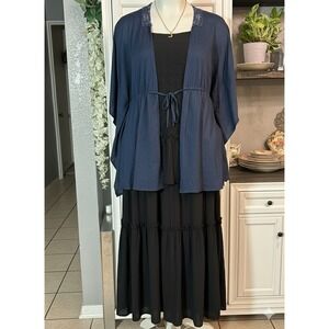 XLarge Navy Blue‎ Open Front Cardigan Shawl Duster